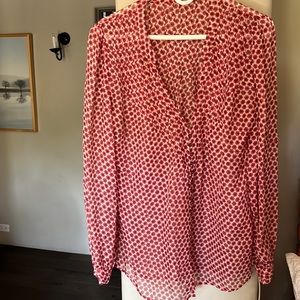 Float print long sleeve blouse with buttons. 100% silk